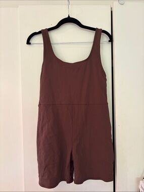 Brown Scoop-Neck Romper/swimsuit